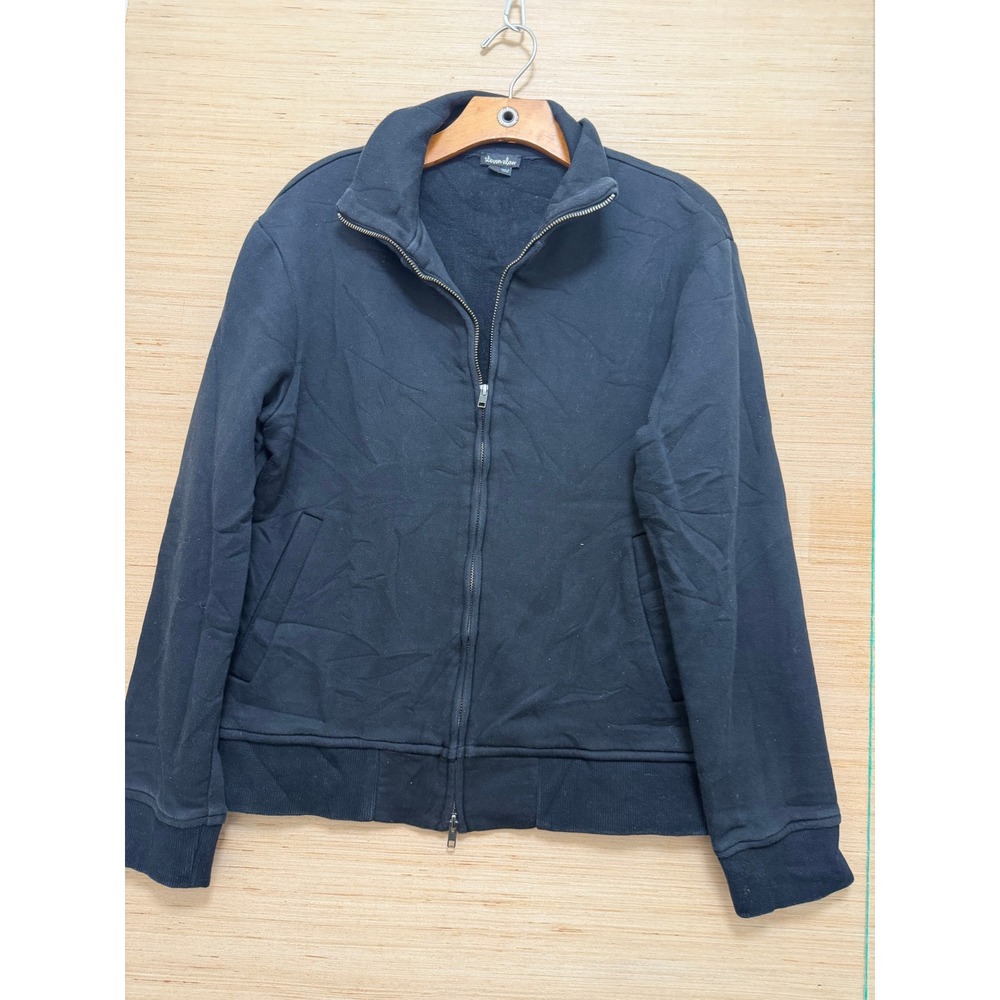 Steven Alan Mens Black Full Zip Sweatshirt Made in Japan Size S Mock Neck 6416